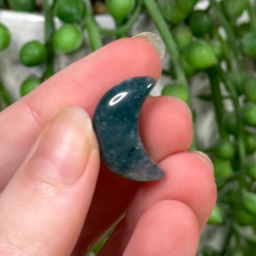 Moss Agate Tiny Moon