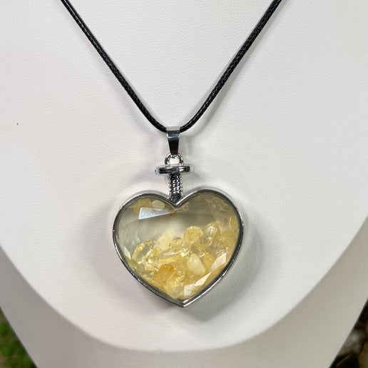 Citrine Chip Heart Necklace (H921) (H920) (H922) (H919)