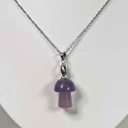 Purple Fluorite Mushroom Necklace (E460)