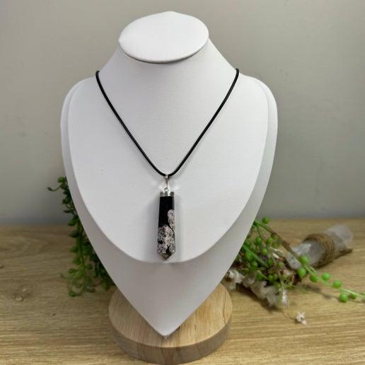 Snowflake Obsidian Necklace (J204)