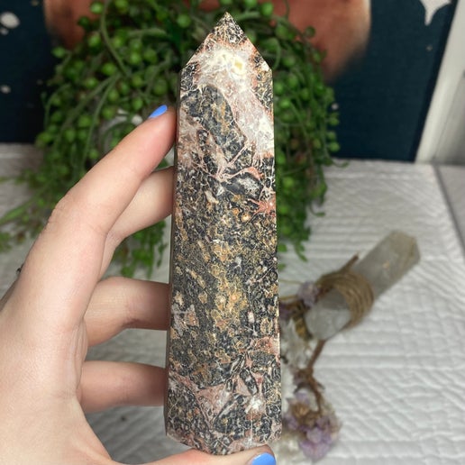 Pink Leopard Skin Jasper Tower (795)