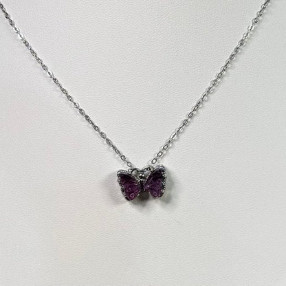 Purple Fluorite Butterfly Necklaces