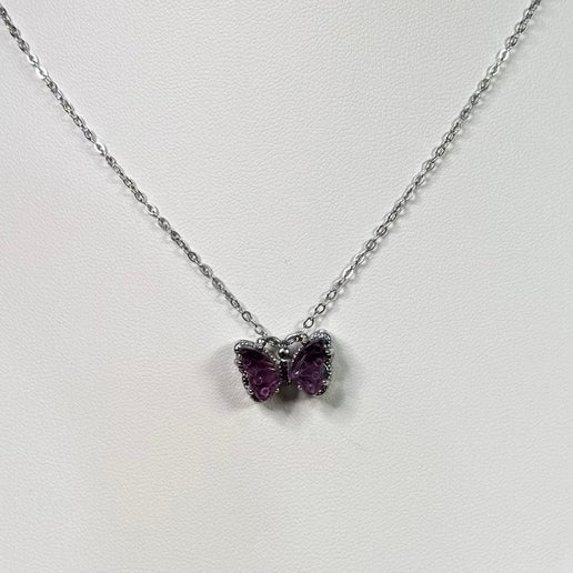 Purple Fluorite Butterfly Necklaces