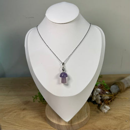 Purple Fluorite Mushroom Necklace (E460)