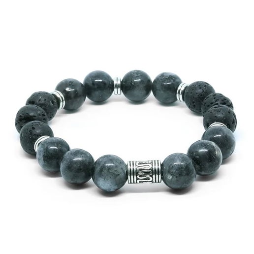 Labradorite / Lava Stone Silver Small Bracelet