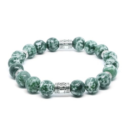 Green Spot Jasper Silver Large Bracelet