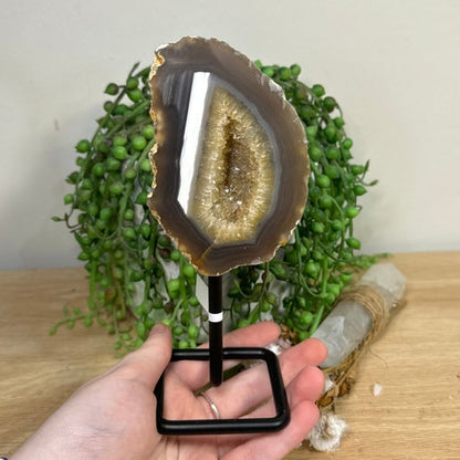 Druzy Agatę Geode On Stand (K416)