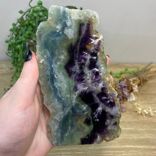 Rainbow Feather Fluorite Slab (B572)