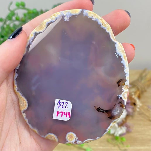 Floral Black Cat Agate Slice (F744)