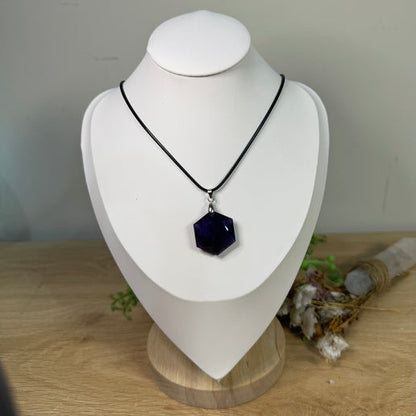 Amethyst Hexagon Necklace (J535)