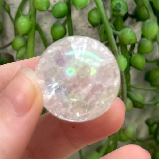 Aura Crackle Clear Quartz Small Sphere