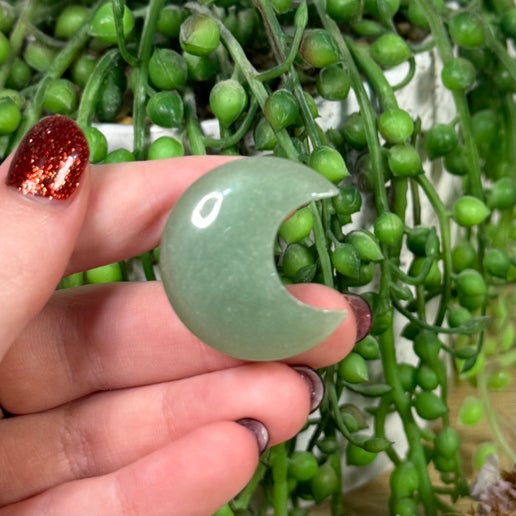 Green Aventurine Moon Air Vent Car Clip