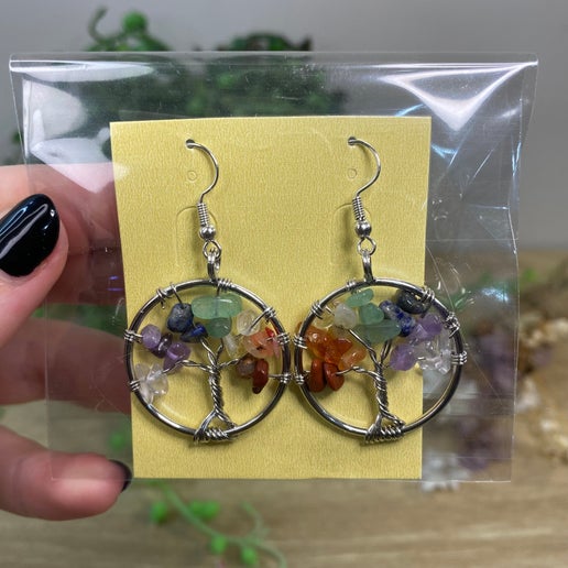 Chakra Tree Of Life Dangle Earrings