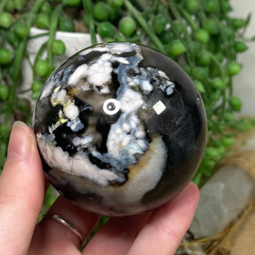 Black Flower Agate Sphere (I458)