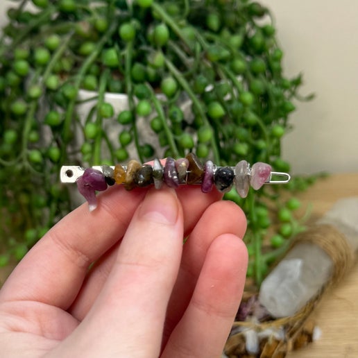 Watermelon Tourmaline Hair Clip