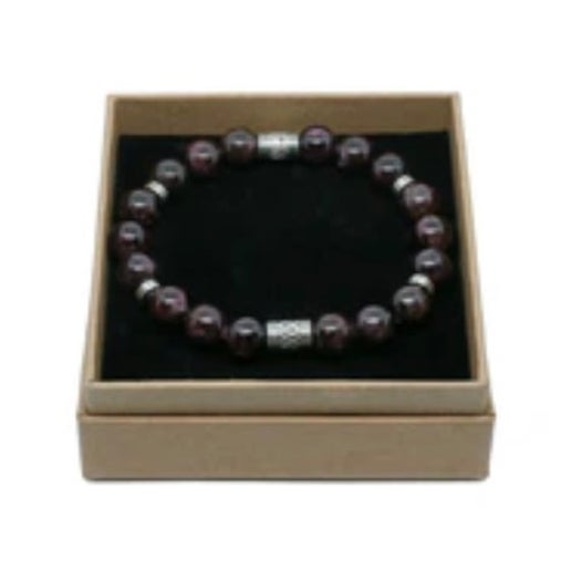 Garnet Silver Large Bracelet