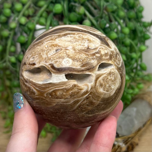 Chocolate Calcite Sphere (D635)