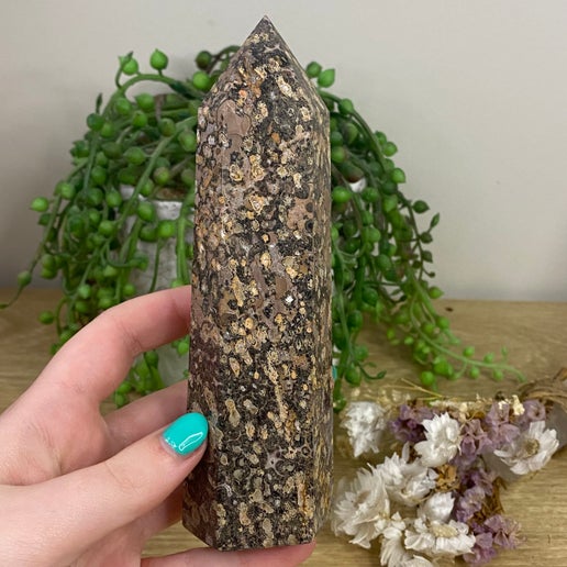 Pink Leopard Skin Jasper Tower (A635)