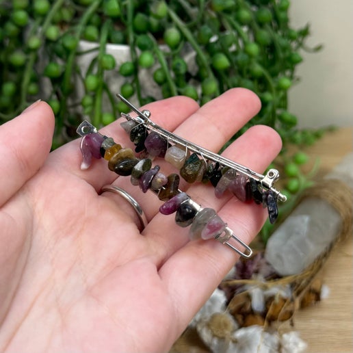 Watermelon Tourmaline Hair Clip