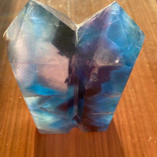 Rainbow Feather Fluorite Twin Double Statement Tower (B705)