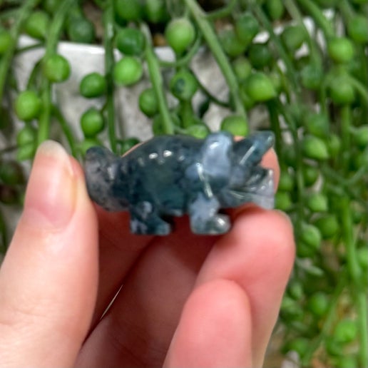 Moss Agate Small Triceratops