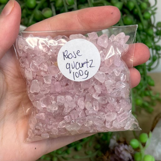 Rose Quartz 100gram Chip Bag