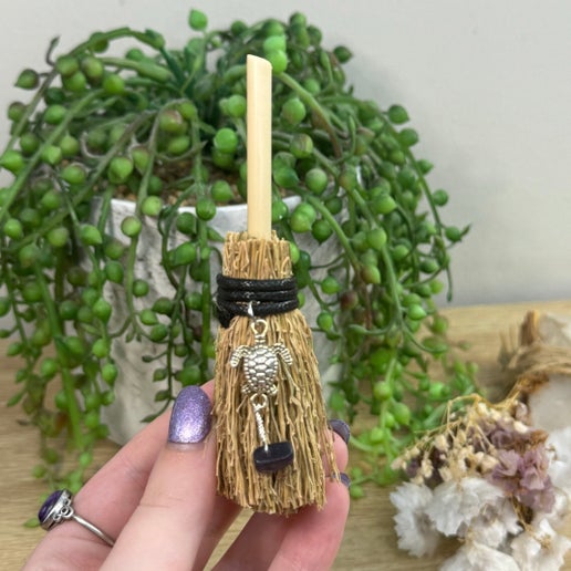 Obsidian Chip Turtle Broom