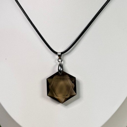 Smokey Quartz Hexagon Necklace (J530) (J531) (J529)