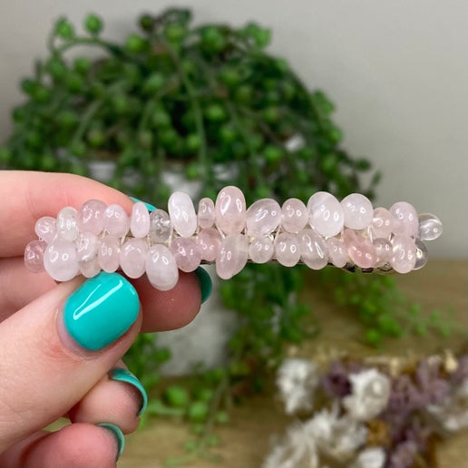 Rose Quartz Chip Hair Clip