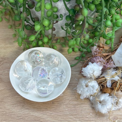 Clear Quartz W Rainbow Mini Sphere