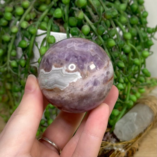 Amethyst / Mexican Crazy Agate Sphere (I299)