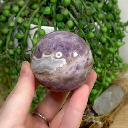 Amethyst / Mexican Crazy Agate Sphere (I299)