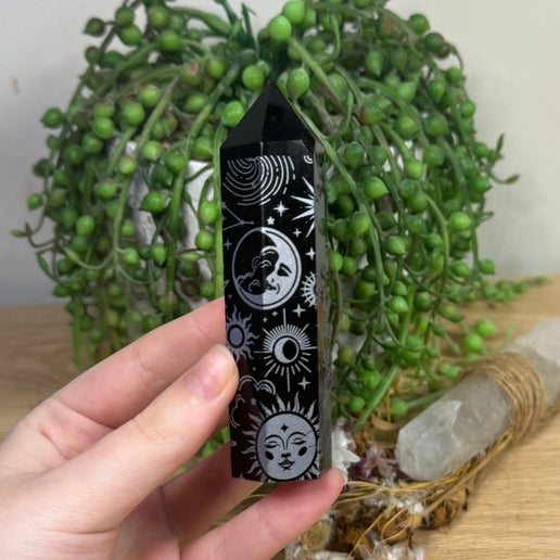 Silver Print Black Obsidian Point (E986) (E982) (E804) (E803)