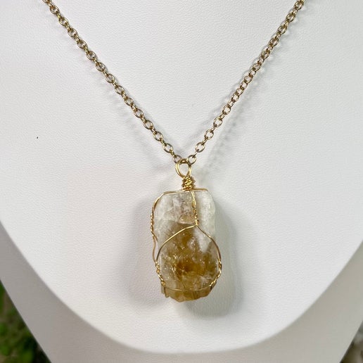 Citrine Wire Wrap Necklace