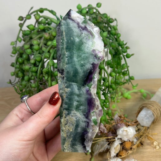 Rainbow Feather Fluorite Tower (K545)