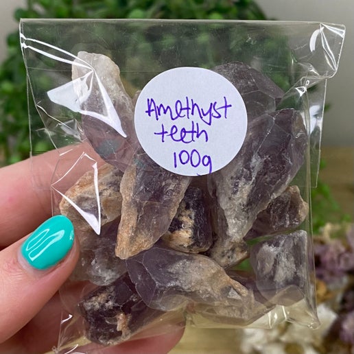 Amethyst Teeth 100gram Bags