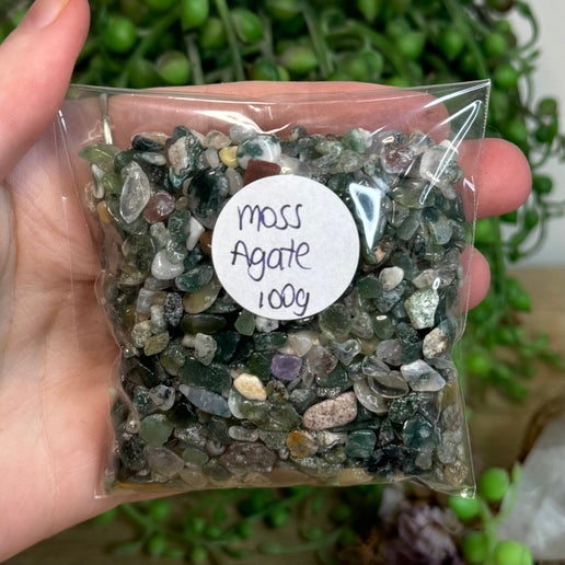 Moss Agate 100gram Chip Bag