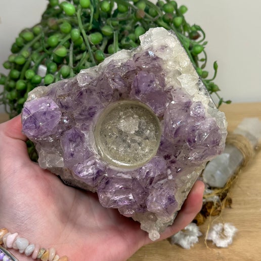 Amethyst Cluster Tea Light Holder (I768)