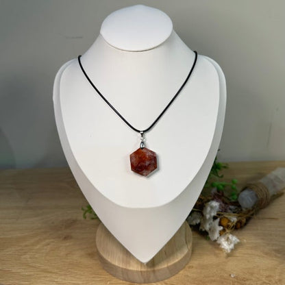 Fire Quartz Hexagon Necklace (J532) (J534)