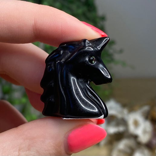 Black Obsidian Unicorn Head (B699)