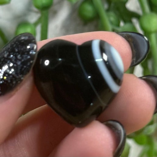 Black Agate Small Heart