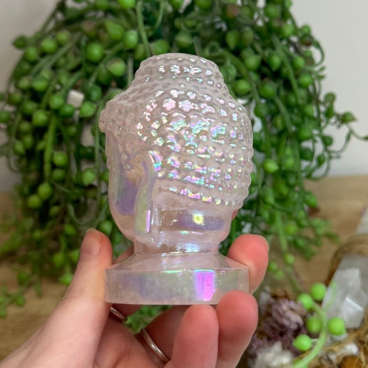 Aura Rose Quartz Buddha Head (L834)