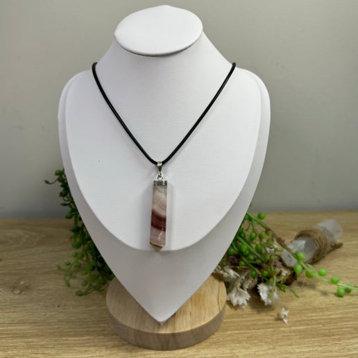 Pink Banded Onyx Necklace (J135)