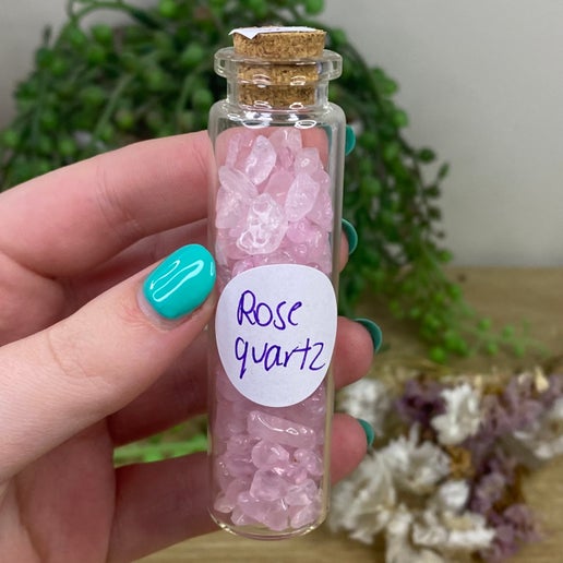 Rose Quartz Chip Bottle