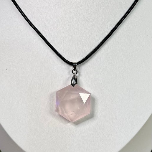 Rose Quartz Hexagon Necklace (J518)