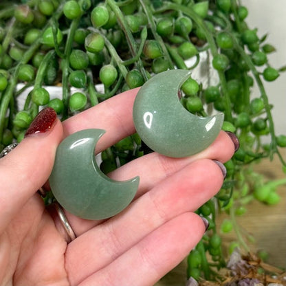 Green Aventurine Moon Air Vent Car Clip