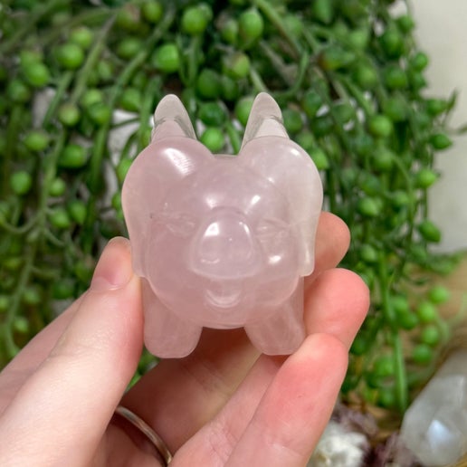 Rose Quartz Flying Pig (J906)